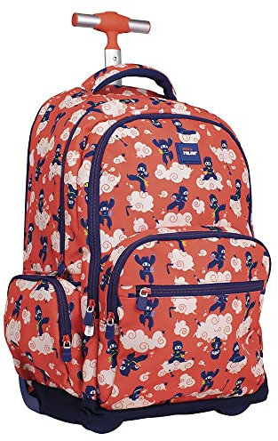 MILAN® Backpack with wheels 6 zips (25 l) special series Ninjutsu, red