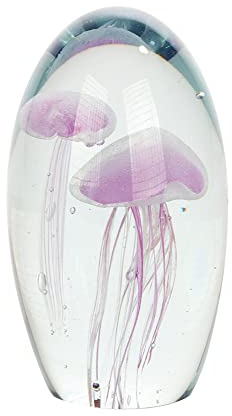 Briefbeschwerer aus Glas, rund, Größe XL: zwei Quallen, Höhe 16,50 cm.