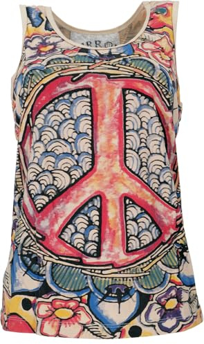 GURU SHOP Mirror Tank Top, Yoga-Top - Flower of Life, Damen | Baumwolle, weich und angenehm zu tragen, pflegeleicht, normaler Schnitt, vielseitig kombinierbar