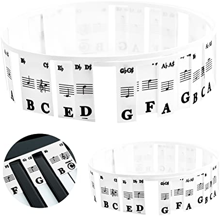 1 Pack Removable Piano Keyboards Note Labels, Keys Keyboard Stickers, Key Music Notes Letter Label for Beginner Kids for 61/88, No Need Stickers for Learning (61 Keys)