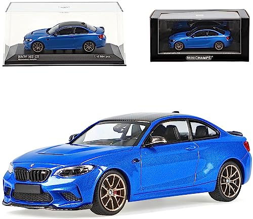alles-meine.de GmbH B*M*W 2er F22 M2 CS Competition Coupe Blau mit goldenen Felgen Modell 2013-2021 Version Ab 2020 limitiert 1 von 864 Stück 1/43 Minichamps Modell Auto mit Indi..