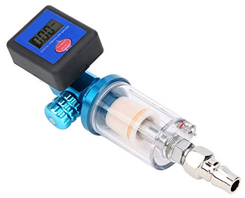 Air Compressor Filter, Mini Inline Air Hose Compressor Spray Gun Water Trap Oil Filter Dryer Regulator with Gauge Mf08 Mf01 with Connector 1/4in for Air Tools and Spray Paint Gun Air Pressure Cleaner