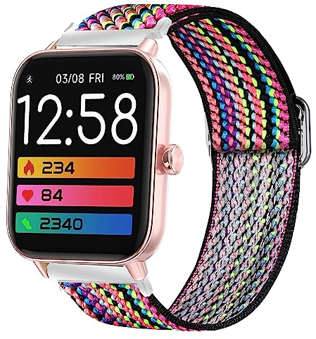 Blueshaweu Bracelet de rechange en tissu réglable pour montre connectée IDW19 - Doux et extensible - Pour montre connectée Konitee IDW19/KALINCO IDW19/TOOBUR IDW19/Loddery IDW19