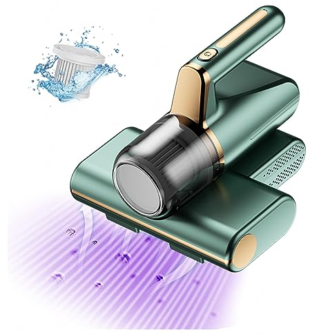 Aspirador Colchones Y Sofas, Elimina El 99,9% De AléRgenos Y áCaros del Polvo Maquina Limpiar Sofa VibracióN De Alta Frecuencia, IluminacióN Ultravioleta Limpiador De Colchones,Green