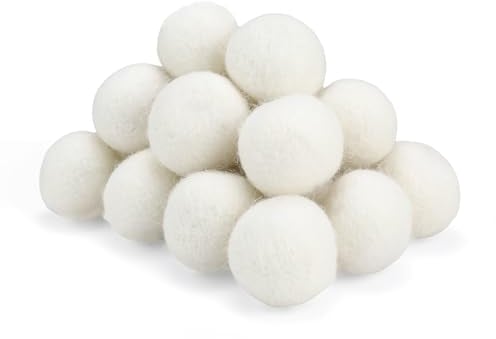 Palline Asciugatrice, HERKINDNESS 20 Pezzi 2,5 cm Palline di Lana per Asciugatrice, Palle Asciugatrice in Lana Bianca, per Assorbire Lanugine e Capelli, Rendendo i Vestiti Morbidi