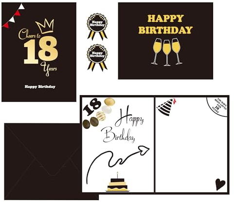 Sumerk 1 Pc 18. Geburtstagskarte Happy 18th Birthday Card with Envelope and 2 Stickers Geburtstagskarte Frau Freundin Geburtstagskarten Karte Geburtstag