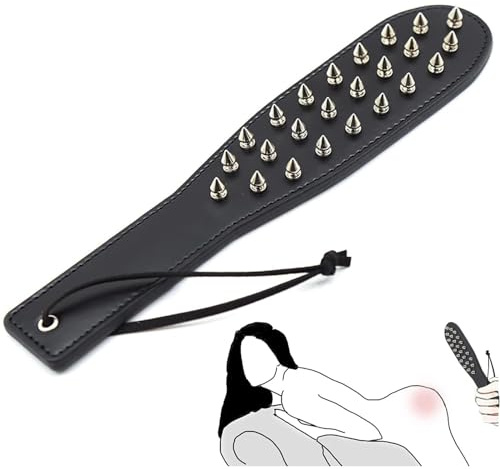 MFMYEE Palette SM à clous et rivets - Palette de fessée en cuir, palette fétichiste pour esclaves et bondage, palette pour fessées adultes, fouet BDSM pour couples, accessoires sexuels extrêmes