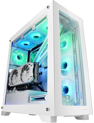 Mars Gaming MC-XP, Custom E-ATX Gehäuse, Dual Window Tempered Glass, Full Liquid Cooling Support, XXL Gaming Tower, Vertical PCIs, USB 3.0, Weiß