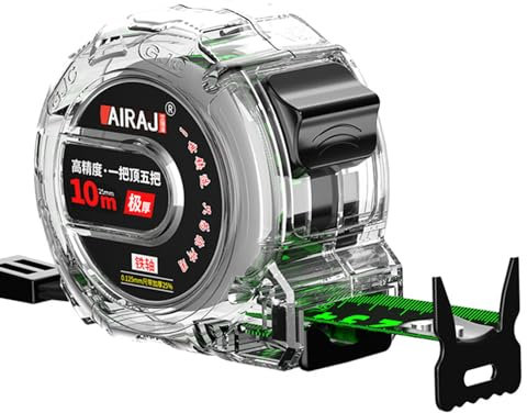Woeau Mètre ruban HT-YGJC2 - 10 m en acier fluorescent - Rétractable - Autobloquant - Lame en acier à haute teneur en carbone - Boîtier ABS - Verrouillage à cliquet - Large gamme de scénarios
