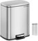 SONGMICS Trash Can, Garbage Can with Lid, 5.2-Gallon (20L) Step Trash Bin for Kitchen, Stainless Steel, Soft Close and Stays Open, Inner Bucket, Includes 15 Trash Bags, Silver ULTB543E01