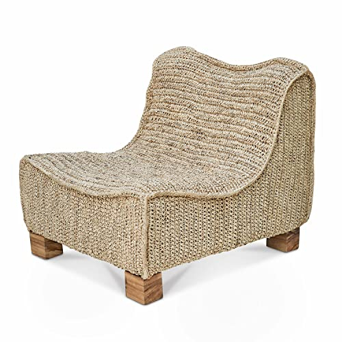 Loberon Sessel Bocage, Handgefertigt & Nachhaltig, Boho-Flair, für Innen und Außen, Rustikales Geflecht, Gartenmöbel, Sitzmöbel, Teakholz, Palmengewächs, braun