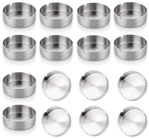 Cendriers en acier inoxydable Cendriers de table modernes pour une utilisation intérieure et extérieure (paquet de 16-8 cm)