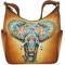 Anuschka Klassische Leder Hobo Damentasche aus echtem pflanzlich gegerbtem Leder mit Seitentaschen, handbemalt - Elephant Mandala