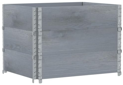 vidaXL Jardinera de Madera Maciza de Pino Gris 80x60 cm, Jardinera de Exterior, Jardinera para Flores, macetero para Tomates, Jardinera de Patio