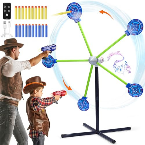 fygurso Jeu de tir à Deux Joueurs, Pistolet de Jeu en Mousse avec Cible rotative à réinitialisation Automatique, pour Les Enfants de 4, 5, 6, 7, 8, 9, 10 Ans et Plus