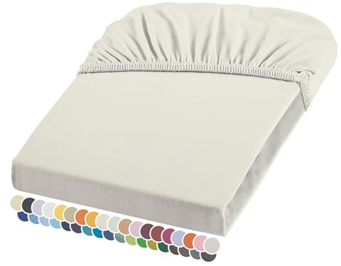 liebling Elasthan Spannbetttuch 90x200 bis 100-220 cm, mit Rundumgummizug, Blickdicht faltenfrei & atmungsaktiv, Ökotex 100, Matratzen bis 26 cm Höhe, Hellbeige