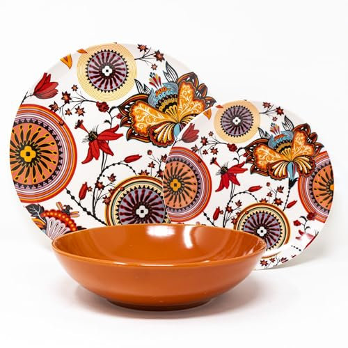NAMAI - Servizio Piatti 6 Persone - Piatti Porcellana - Adatti in Lavastoviglie e Microonde - Piatti Colorati - Set Piatti 18 Pezzi - Set Piatti 6 Persone - Piatti Particolari