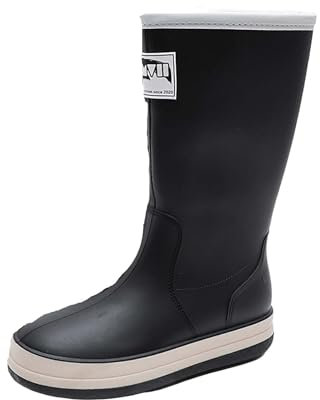 Stivali di gomma da donna foderati impermeabili | Stivali da pioggia antiscivolo e resistenti all'usura stivali a mezza altezza | comodi stivali in gomma piatti con punta tonda scarpe invernali tinta
