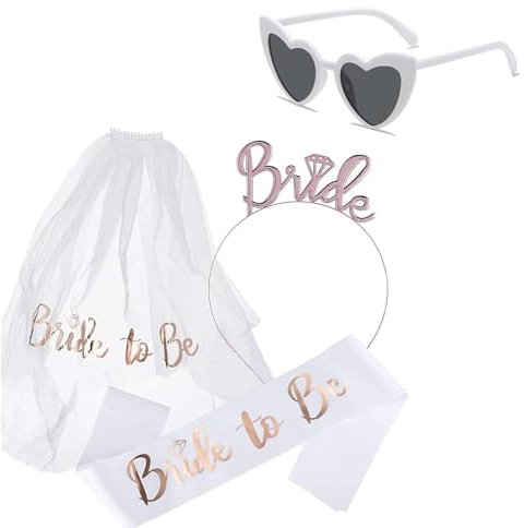 RNXSIB Accessories for Bride to Be, Decorative Sash Set, for Bachelorette Party and Wedding Photography, Pack of 4 