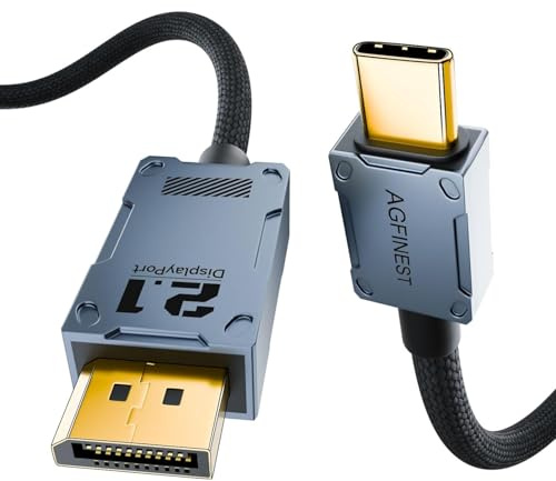 AGFINEST USB C auf DisplayPort 2.1 Kabel, [16K @ 30Hz 8K @ 120Hz 4K @ 240Hz] Display-Port auf USB C, 80 Gbit/s bidirektionale Übertragung, kompatibel mit MacBook Pro, iPhone 16/15 Plus Pro, iPad (1,8