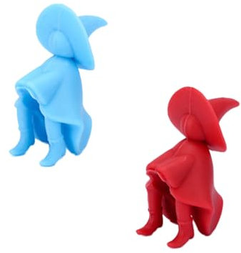 HUATEEN Silicone Witch Lid Lifter & Spoon Rest Set - Spill-Proof Kitchen Organiser, Heat-Resistant Pot Lid Holder with Steam Vent Design, 3.5x3.5x6cm (Red/Blue)