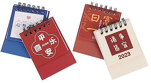 DIYEAH 4 Stück Tischkalender 2023 Kalender kleiner Flip Mini-Kalenderregisterkarten schülerkalender tischkalender basteln Studenten-Monatskalender Mini-Kalender im chinesischen Stil