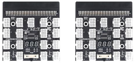 GREOHNMPAW 2X Breakout Board 17 Port 6Pin LED Anzeige Power Server Karten Adapter für 1200W 750W Netzteil GPU Miner Mining BTC ETH