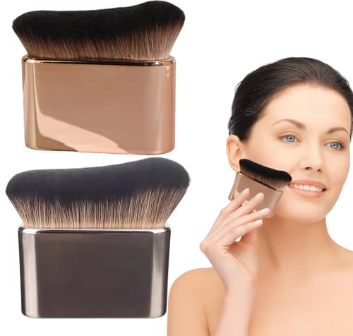Tanning,2 Piece Self Tan Brush,Portable Face & Body Brush Self Tan Applicator for Tanners Mousse Kabuki Foundation (Black Rose Gold)
