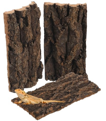 DOITOOL Terrarienrinde Dekor Für Reptilienbecken Und Aquarium Wiederverwendbare Rückwand Aus Korkrinde 3Er Set Natürliches Zubehör Für Bartagame Terrarium Und Heimtierhaltung 7.87X4.13X0.59 Zoll