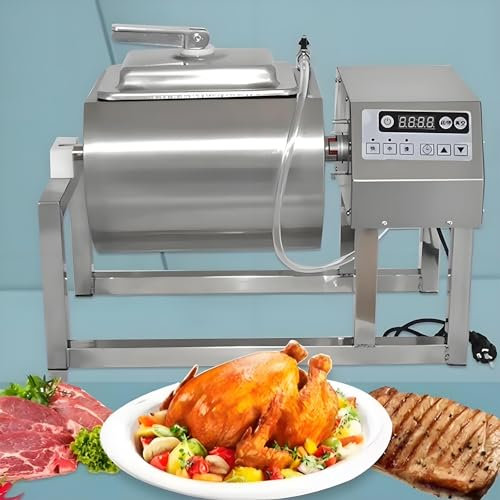 Elektrischer Vakuum Tumbler Marinierermaschine mit 18 Liter Volumen (Max. 10 kg Fleisch), Vakuum Marinator zum Schonend Mischen, Marinieren, Einsalzen und Poltern von Fleisch unter Vakuum