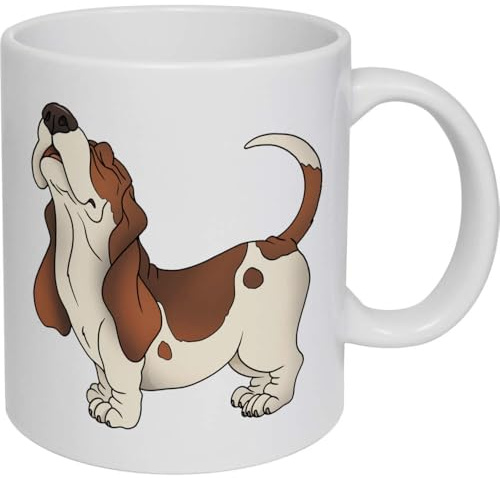 Azeeda 11oz (320ml) 'Basset Hound Howl' Ceramic Mug/Cup (MG00086015)