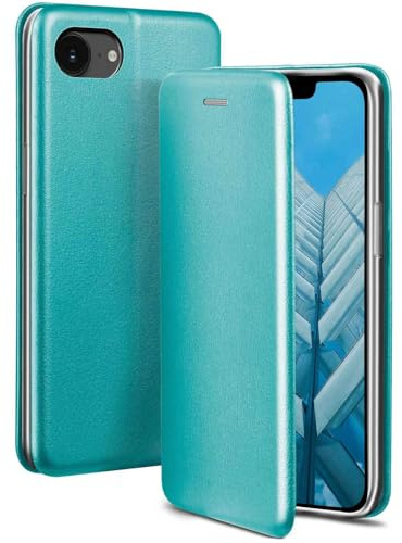 ONEFLOW Business Case für iPhone 16e Handyhülle klappbar mit Standfunktion, Klapphülle Flipcase Cover Dünn, PU Leder Hülle mit Kartenfach, 360 Grad Schutzhülle, Mint Blau