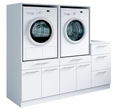 Laundreezy Waschraum Komplett-Set, Weiß - Modulares Schranksystem für Waschküche & Hauswirtschaftsraum - 186 x 162 x 68 cm (B/H/T)