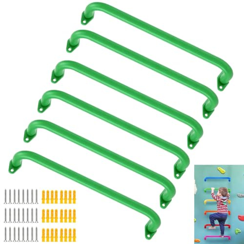 BiJun - Barras trepadoras de metal, 43 cm, resistentes, de techo, interior y exterior, para parques infantiles, estructuras de escalada y casas en árboles, verdes, 6 unidades.