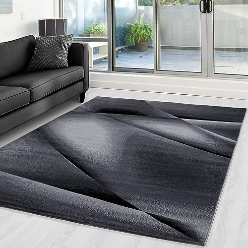 KADIMA DESIGN Wohnzimmerteppich Abstrakt Pflegeleicht Elegant Waschbar Langlebig Strapazierfähig Schwarz 120x170 cm Schlafzimmer Wohnzimmer Oeko-TEX Fußbodenheizung geeignet | Aspen
