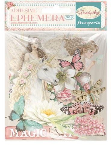 Stamperia - Ephemera for Scrapbooking, Albums, Card Making, Bullet Journalling and More, Adhesive Paper Cut Outs, Easy to Apply, Perfect for Hobbies, Crafts, and Gifting (Wonderland)