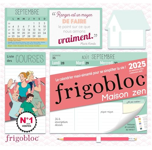 Frigobloc Hebdomadaire 2025 Maison zen (de sept. 2024 à déc. 2025)