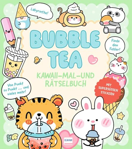 Bubble Tea | Kawaii - Mal-und Rätselbuch: Süßes Mal- und Rätselbuch im Kawaii-Stil mit Bubble-Tea-Motiven – Mit Stickern, Labyrinthen, Ausmalbildern und Kreativspaß für Kinder ab 5 Jahren