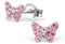 Mini Kristall Schmetterling Ohrstecker 925 Echt Silber Ohrringe Mädchen Kinder Rosa