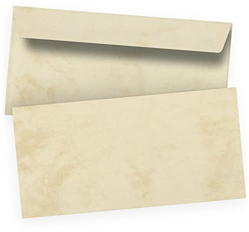 100 Briefumschläge DIN Lang | Marmor Beige | selbstklebend ohne Fenster | Brief-Umschlag mit Design-Motiv bedruckt | 90 g/m²