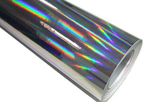 Finest Folia Laser Hologramm Chrom Auto Car Wrapping Folie mit Luftkanälen Holographic Selbstklebend Blasenfrei (Silber, 50 x 152cm)