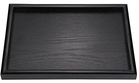 Bandeja Rectangular de Madera Negra Maciza para té, café, Aperitivos, Comidas y Servir Bandeja para Restaurante (30 x 20 x 2 cm)