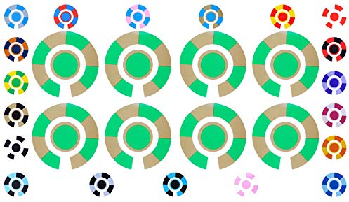 Acclaim Lawn Bowls Identification Stickers Markers Standard 5.5 cm Diameter 2 Full Sets Of 4 Self Adhesive Segmented Two Colour (Green/Gold)