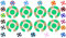 Acclaim Lawn Bowls Identification Stickers Markers Standard 5.5 cm Diameter 2 Full Sets Of 4 Self Adhesive Segmented Two Colour (Green/Gold)
