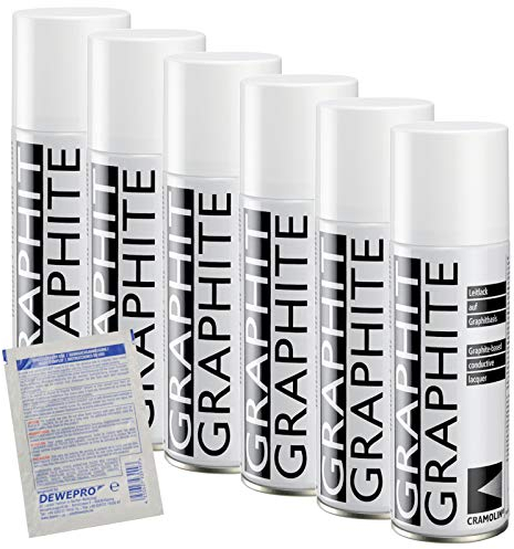 DEWEPRO Grafite – VPE: bomboletta spray da 200 ml, vernice base a base di grafite, ITW Cramolin, 1281411, con 1 pezzo SingleScrubs