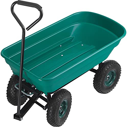 tectake® Bollerwagen, Handwagen, Transporter mit Kippfunktion, Rollwagen mit Lenkachse, Trolley, als Einkaufswagen, Bastelwagen, Transportkarre, Gartenwagen, Einkaufstrolley - Belastbarkeit 120kg