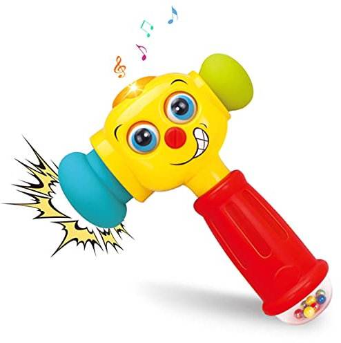 HOLA Baby Spielzeug ab 1 Jahr Musik Hammerspiel mit Rassel, Lernspiele Geburtstag Geschenk Kinderspielzeug ab 1 Jahr Junge Mädchen mit Licht & Klang