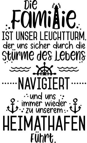 Wandtattoo - Die Familie ist unser Leuchtturm Silber 45 x 30cm
