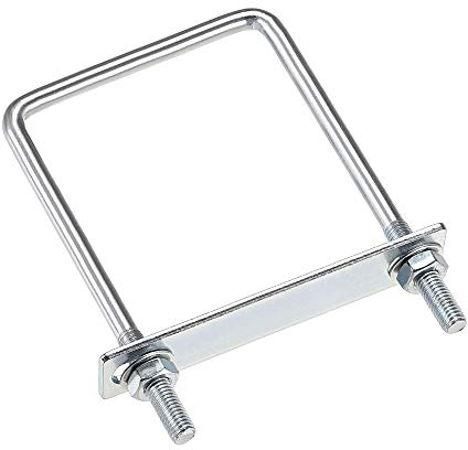 sourcing map Carré U-Boulons 3-1/8(80mm) Interne Largeur Carbone Acier M8 avec Écrous Cadre Plaque Rond Rondelles