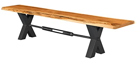 Massivmoebel24.de Bank 200x38cm Natur X-Beine schwarz Iron Label #132
